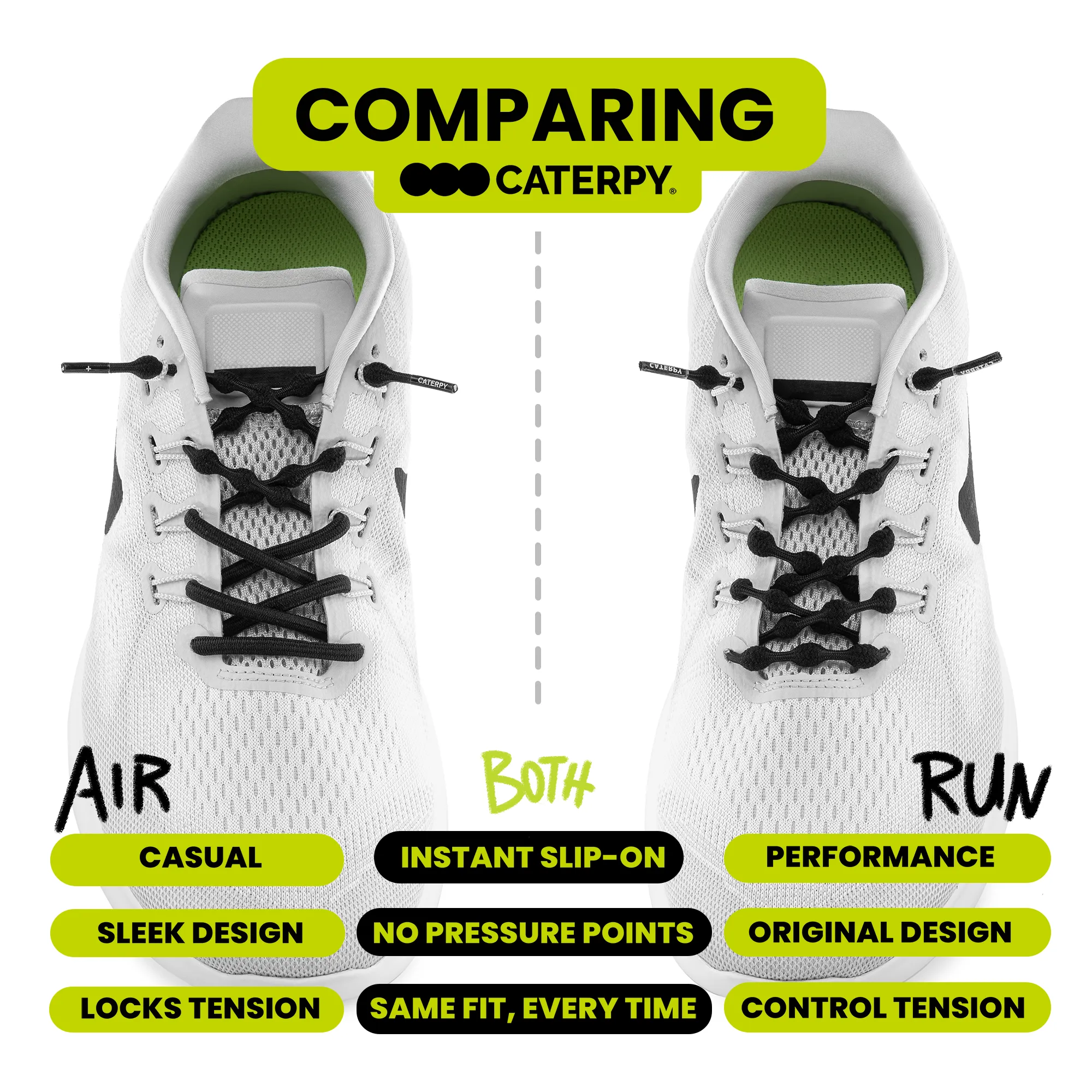 Caterpy Air No-Tie Shoe Laces 28"