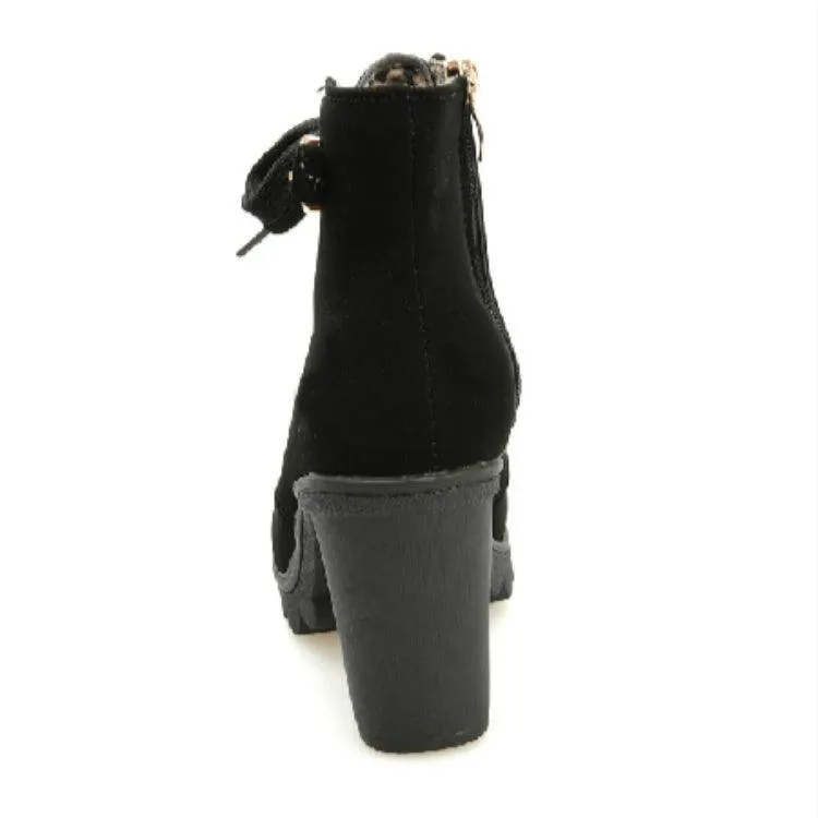 Chic High Heel Solid Color Women's Winter Boots with Side Zipper