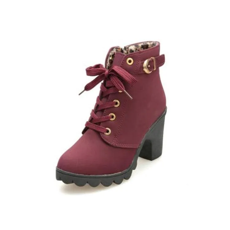 Chic High Heel Solid Color Women's Winter Boots with Side Zipper