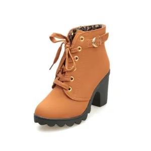 Chic High Heel Solid Color Women's Winter Boots with Side Zipper