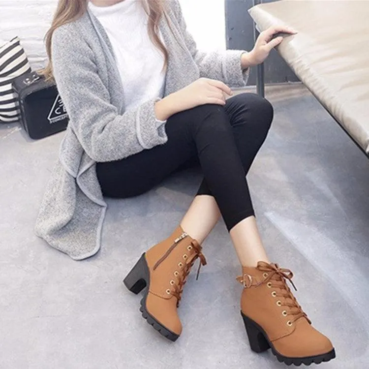 Chic High Heel Solid Color Women's Winter Boots with Side Zipper