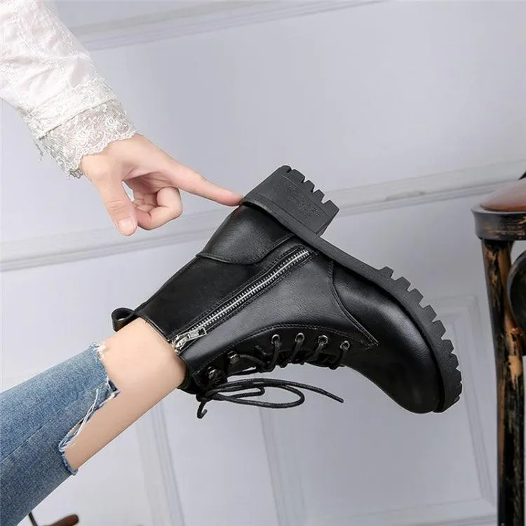 Chic Low-Profile Round Toe Ankle Boots for Women