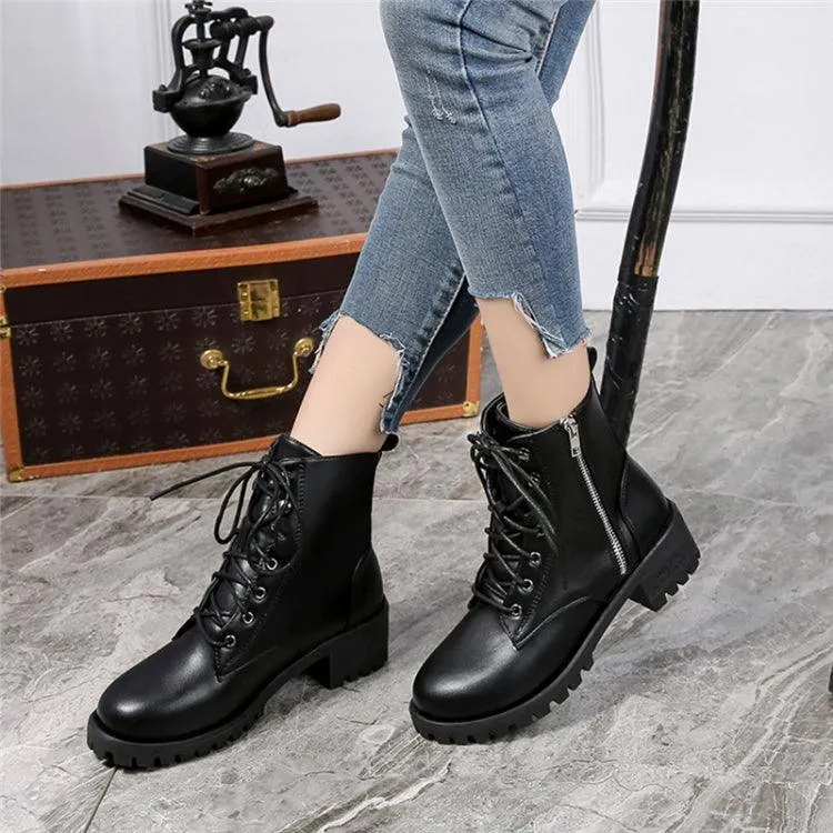 Chic Low-Profile Round Toe Ankle Boots for Women