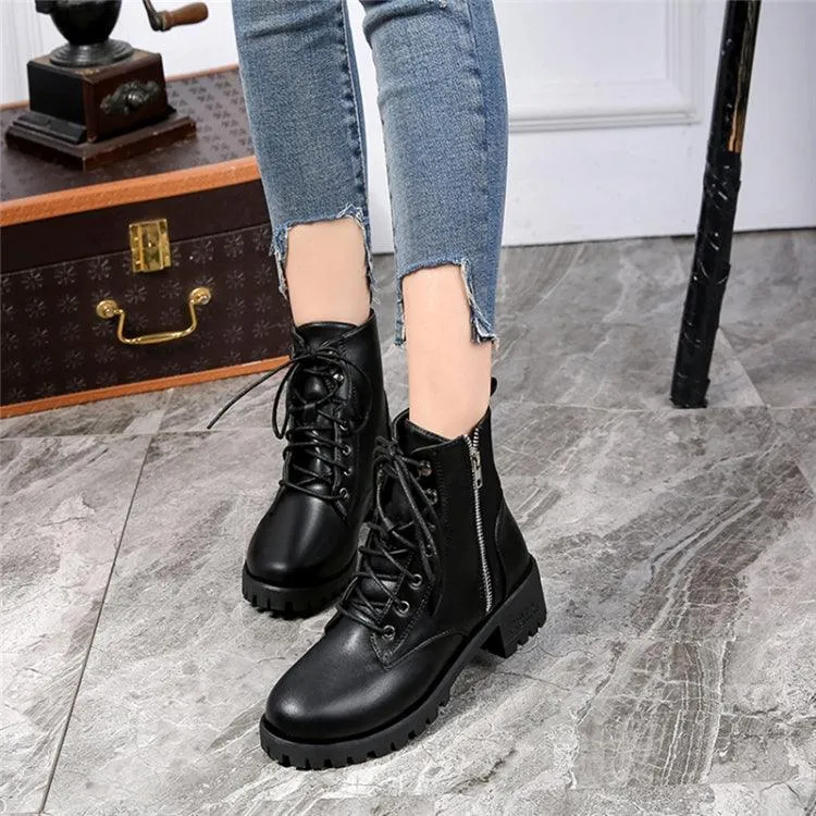 Chic Low-Profile Round Toe Ankle Boots for Women