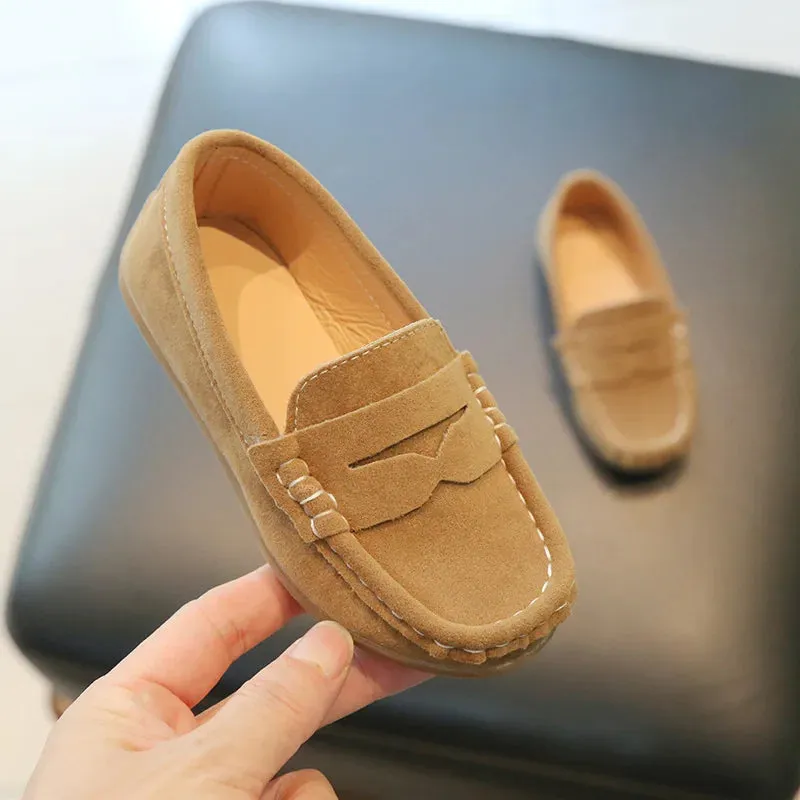 Children's Flats Suede Leather Casual Shoes Spring Autumn New Solid Slip on Boys Shoes Kids Loafers Girls Dress Party Shoes