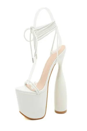 Chucky Platform High Heel Sandals In White