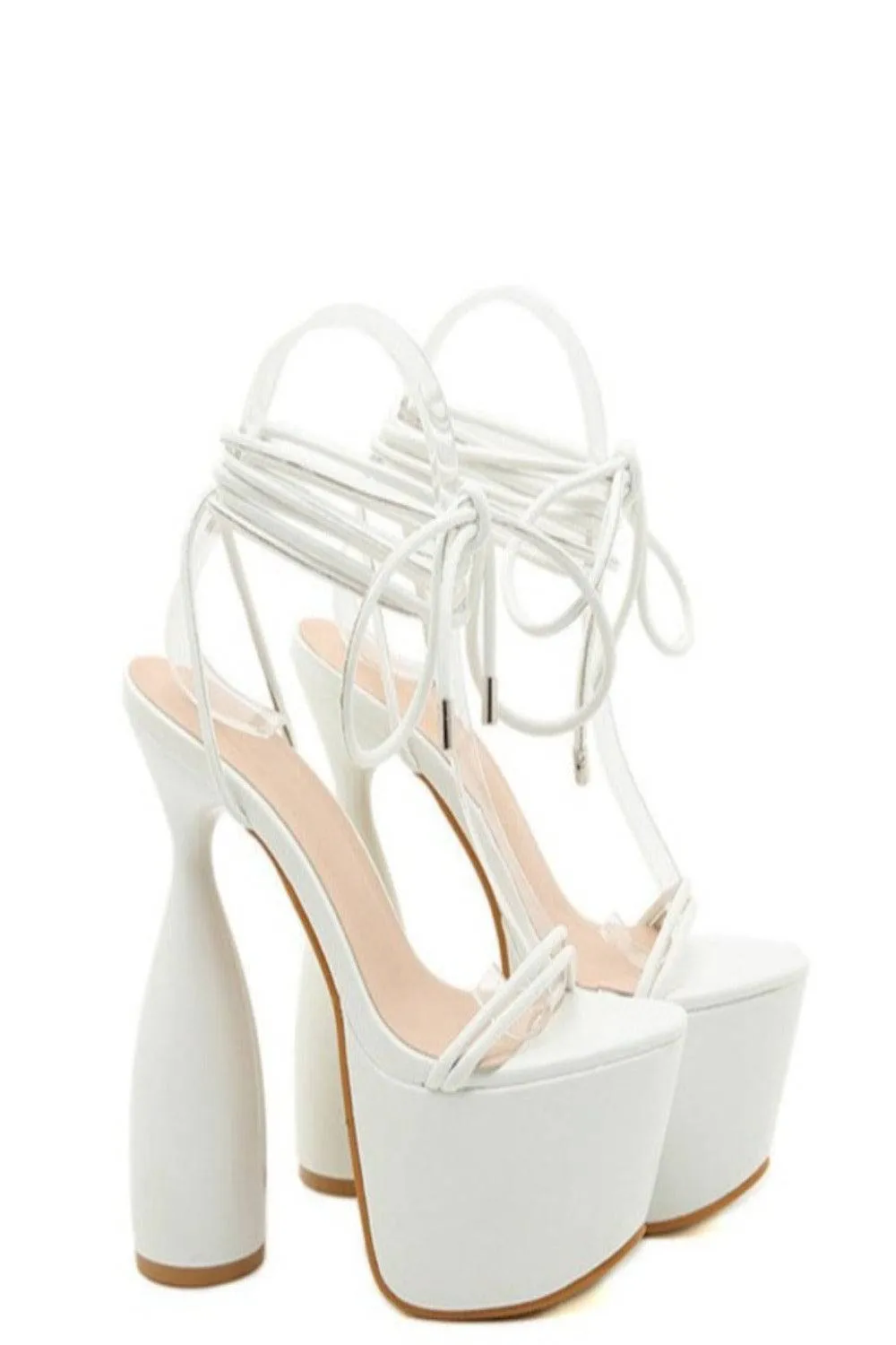 Chucky Platform High Heel Sandals In White