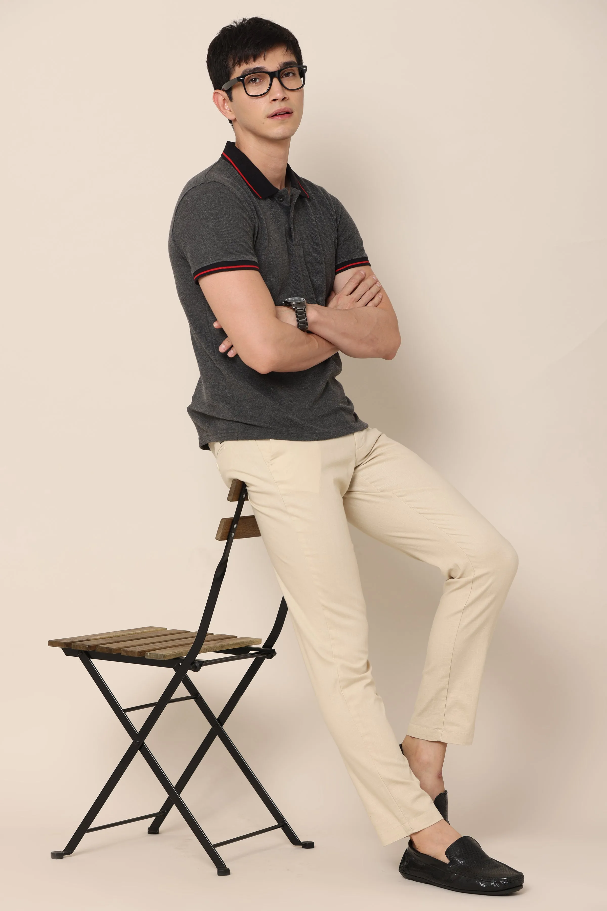 Classic Light Beige Cotton Chinos