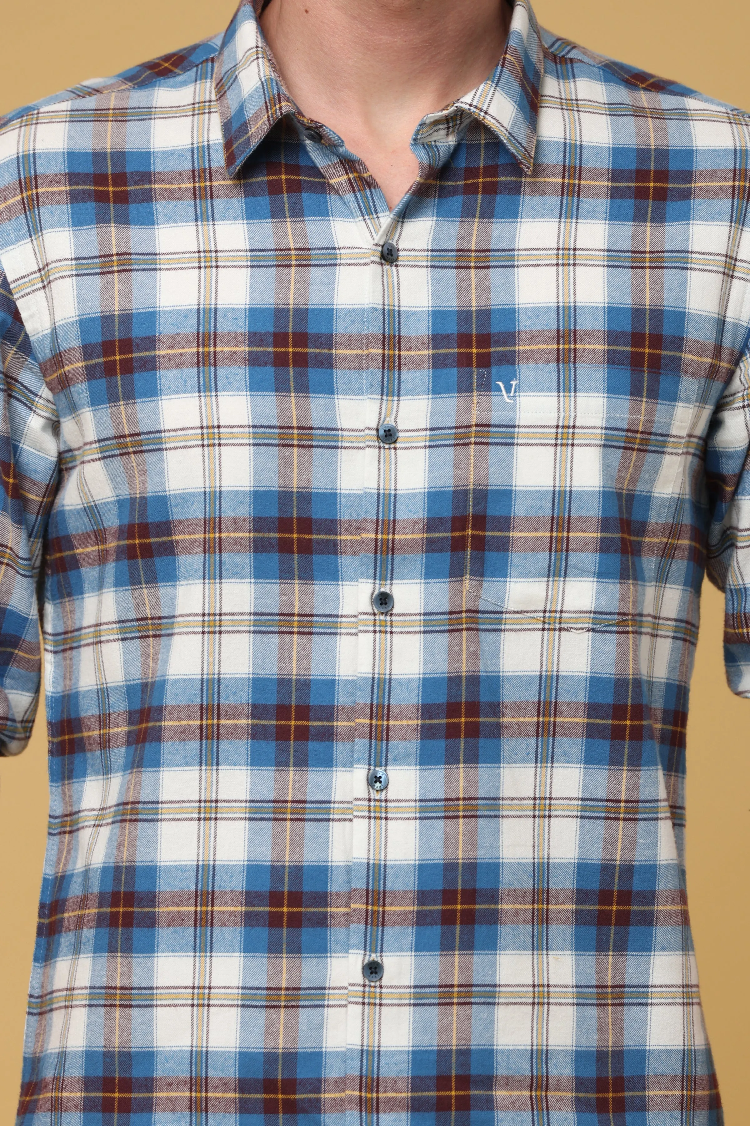 Classic Plaid Cotton Blend Shirt