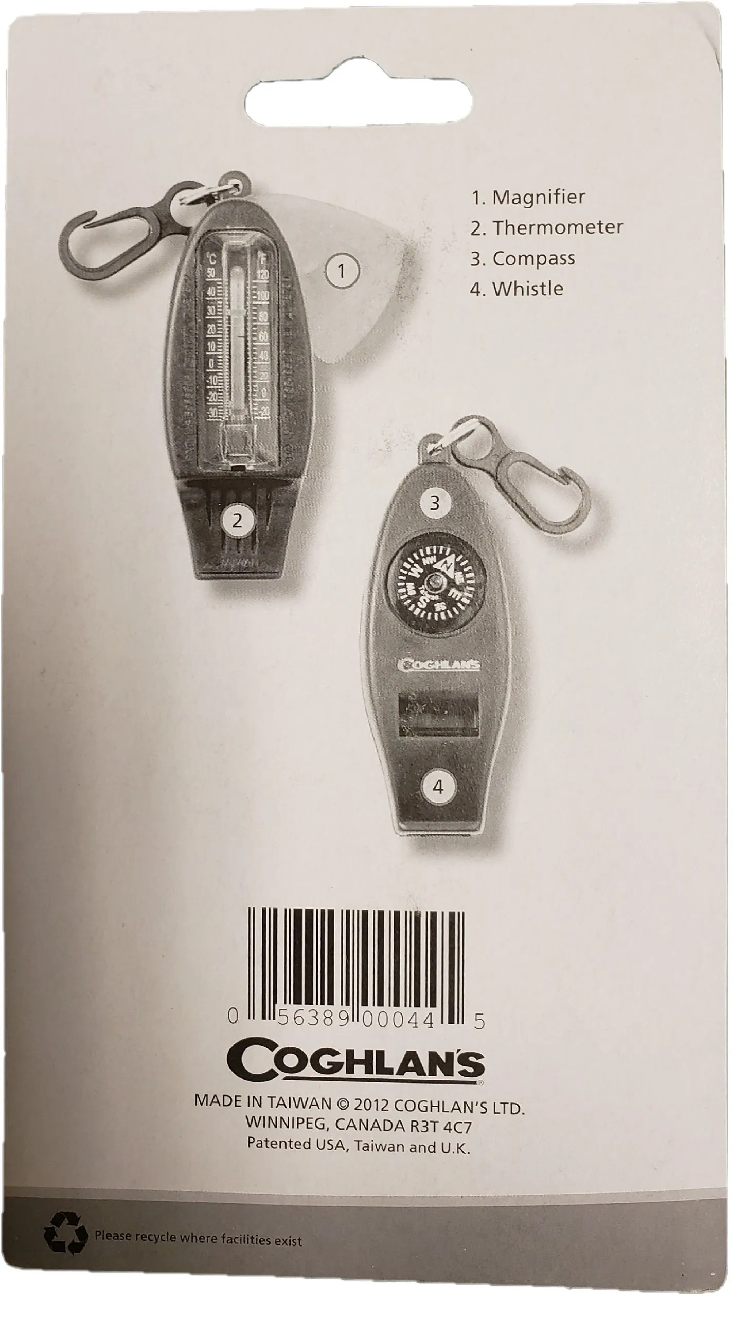 Coghlan's Four Function Whistle Thermometer Magnifier Compass 4-Function