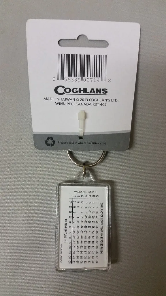 Coghlan's Thermometer / Compass / Windchill Chart Zipper Pull Coghlans 9714