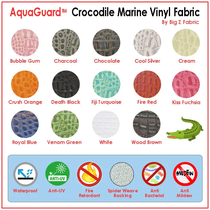 Cool Silver Crocodile Marine Vinyl Fabric / Sold By The Yard