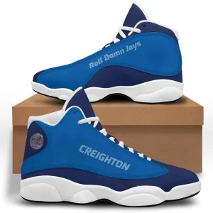 Creighton Roll Damn Jays Basketball Fan Microfiber Leather Hightop Sneakers