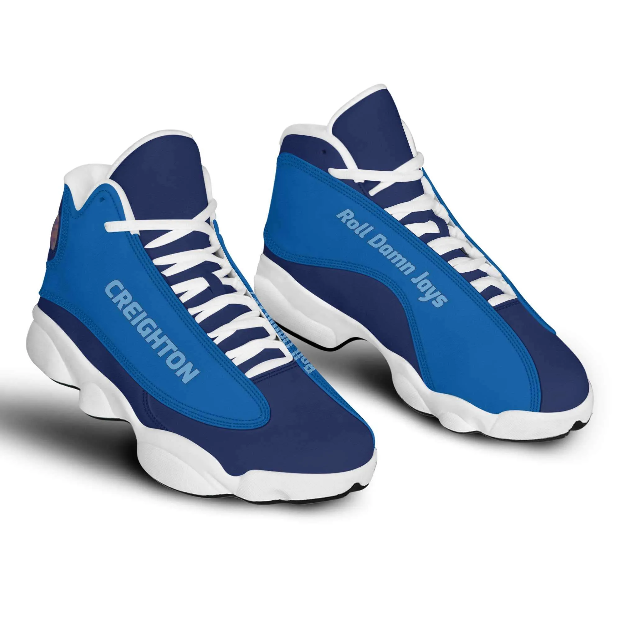 Creighton Roll Damn Jays Basketball Fan Microfiber Leather Hightop Sneakers