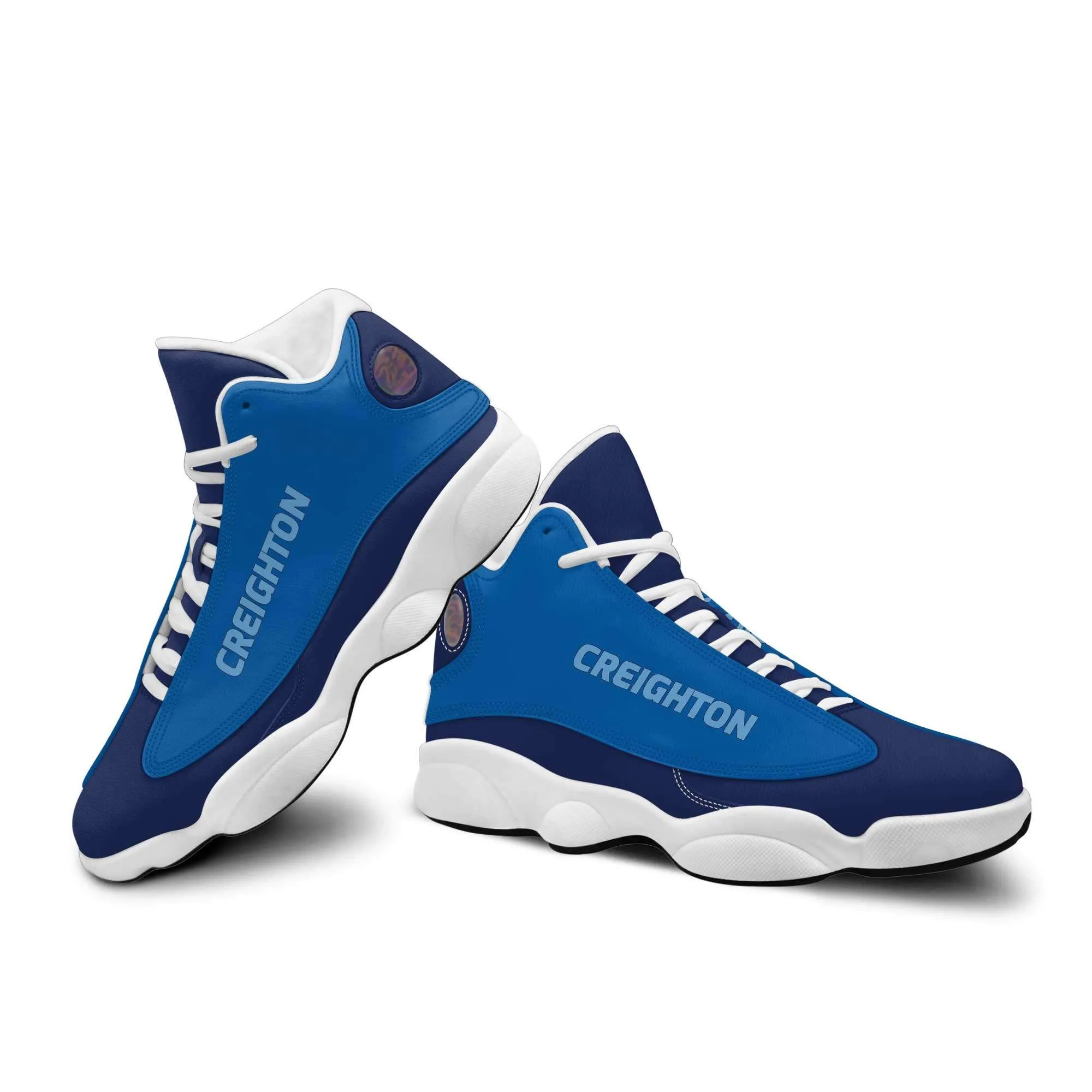 Creighton Roll Damn Jays Basketball Fan Microfiber Leather Hightop Sneakers