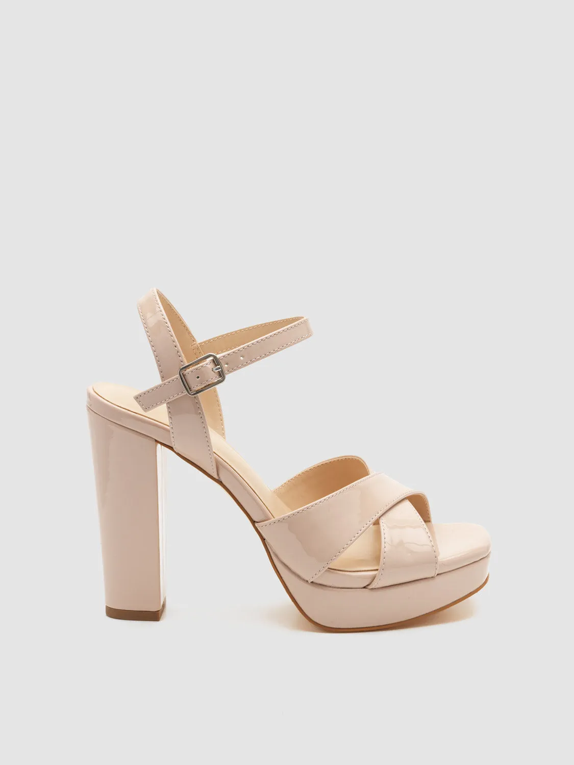 Criss Cross Square Toe High Heel Platform Sandal