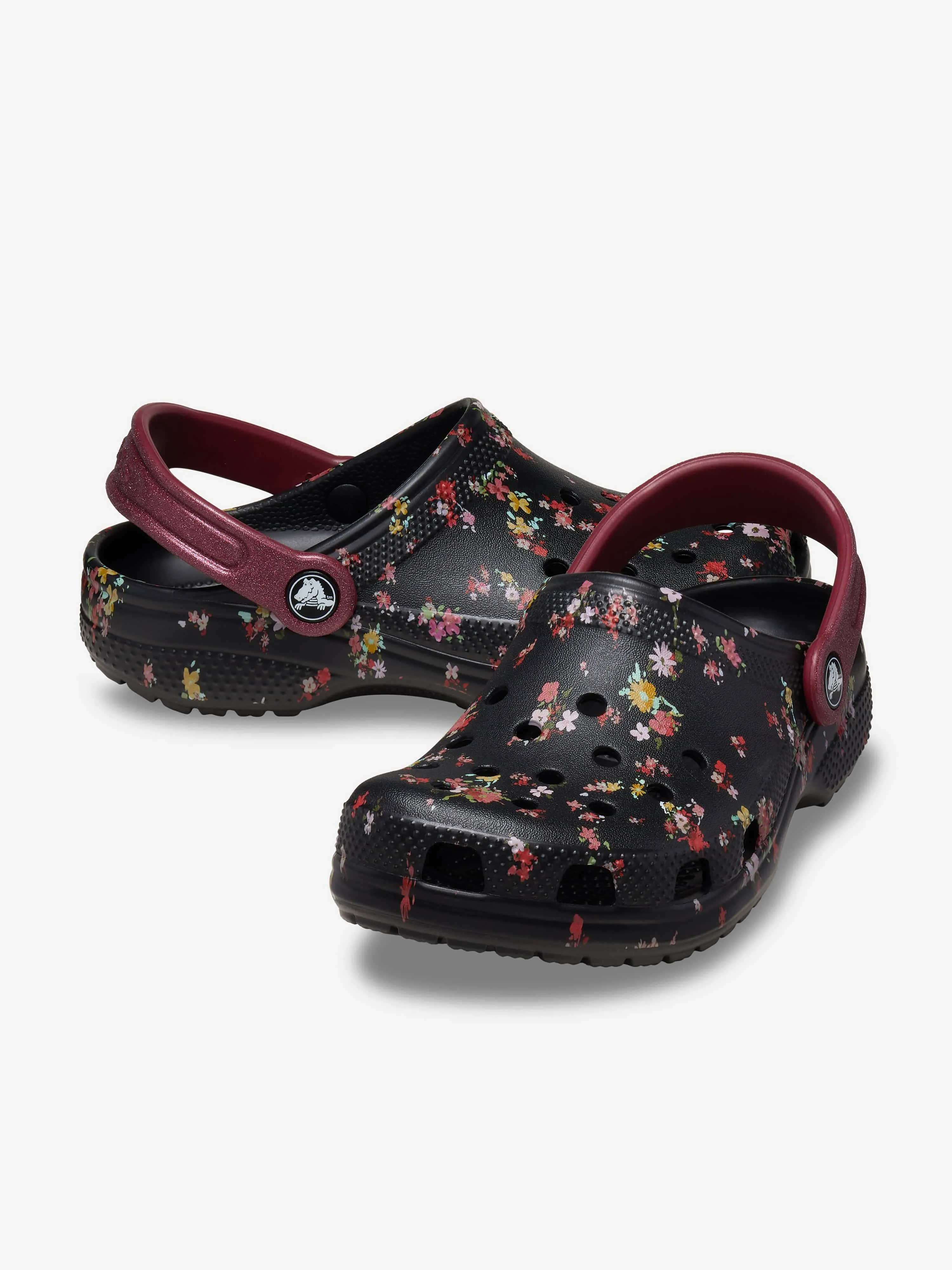 Crocs Girls Classic Ditsy Floral Clog in Black