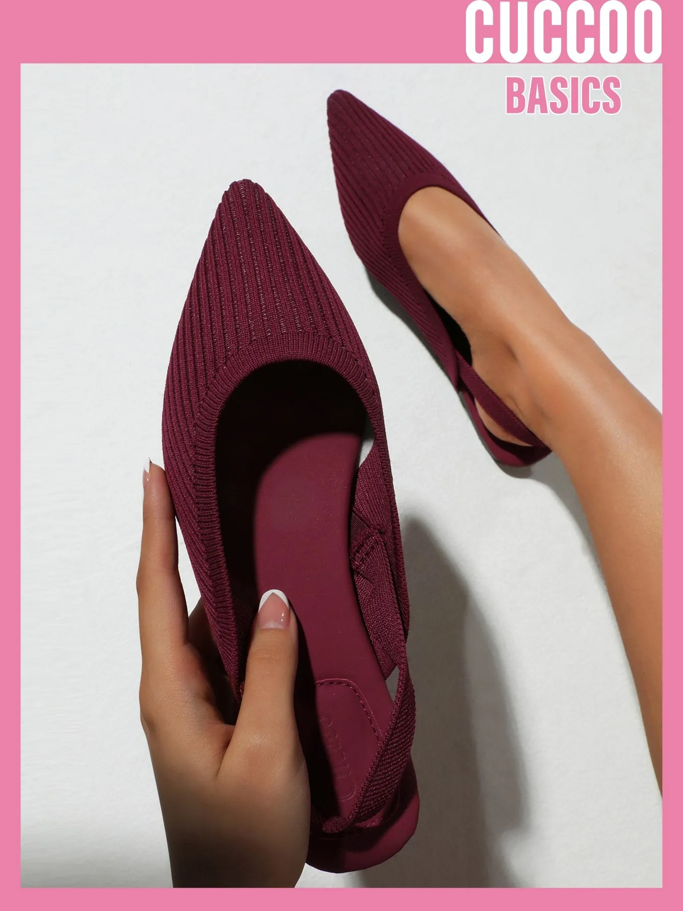 CUCCOO Basic Minimalist Point Toe Slingback Flats