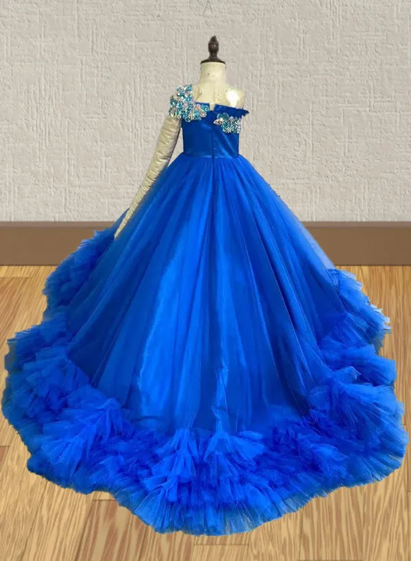 Custom Made Junior Miss Royal Blue Pageant Dress