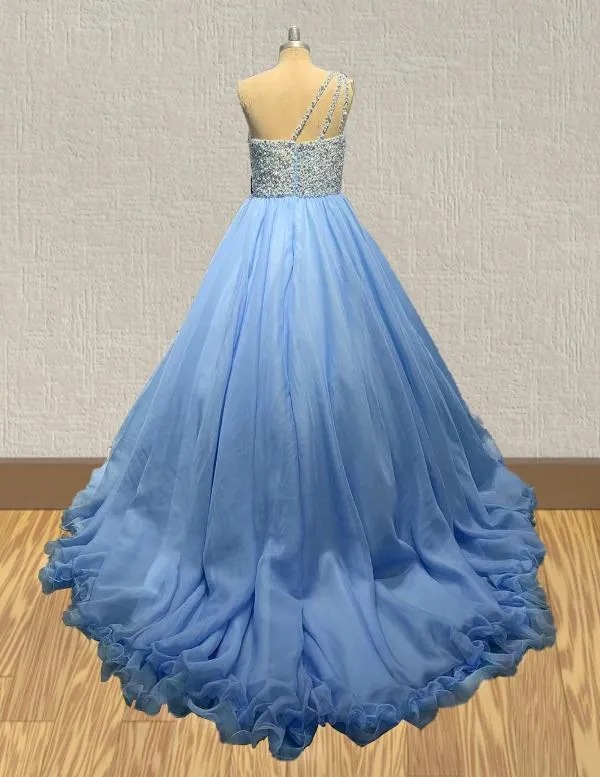 Custom Made SKy Blue Ball Gown For Young Girl