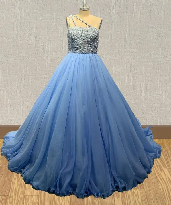 Custom Made SKy Blue Ball Gown For Young Girl