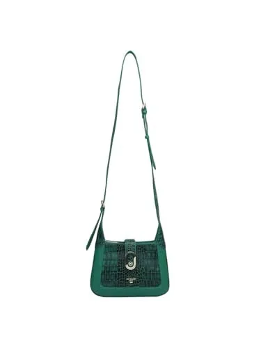 Da Milano Genuine Leather Green Sling Bag (00993OL) (Small)