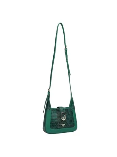 Da Milano Genuine Leather Green Sling Bag (00993OL) (Small)