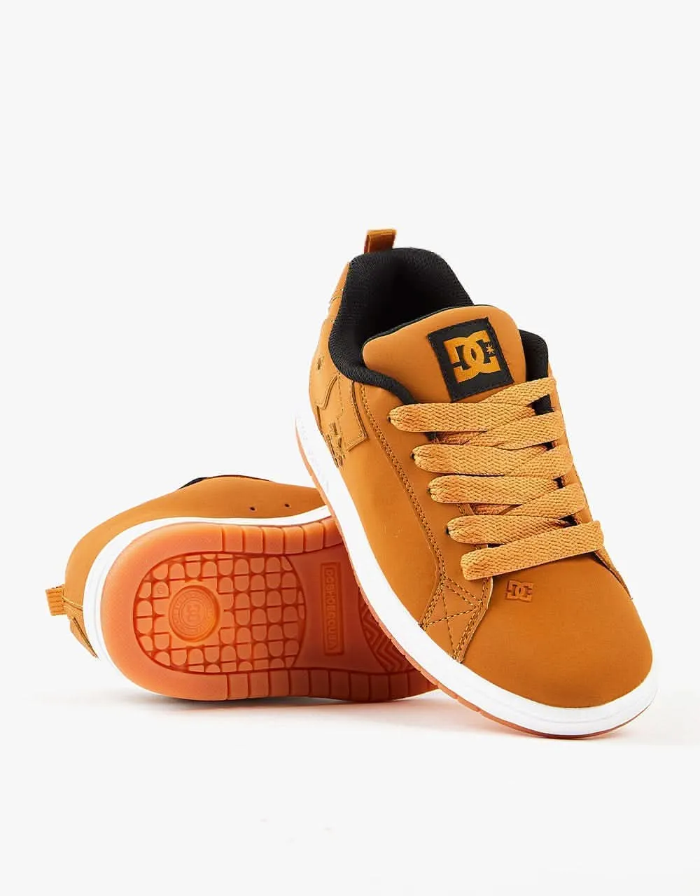 DC Court Graffik Kids Skate Shoes - Wheat/White