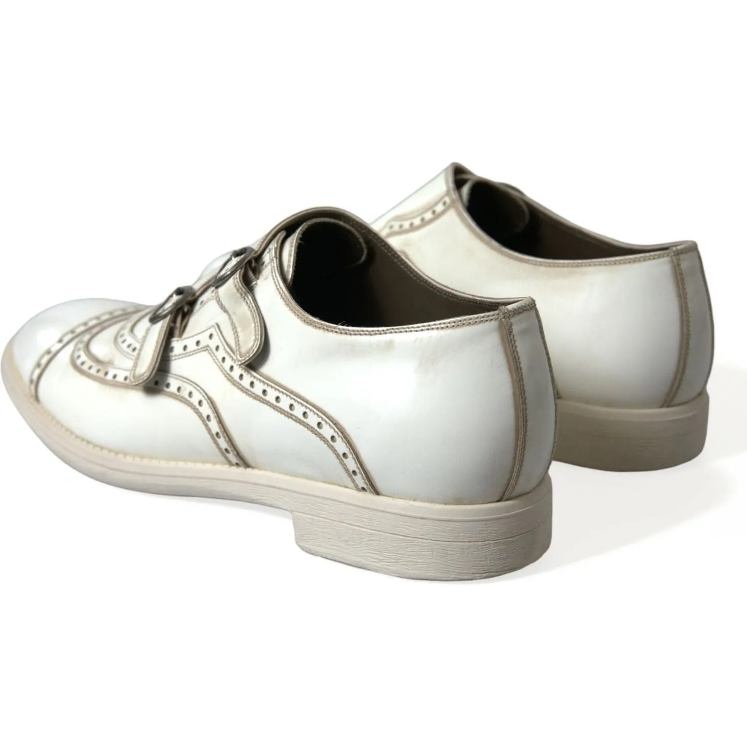 Dolce & Gabbana Elegant White Leather Derby Dress Shoes