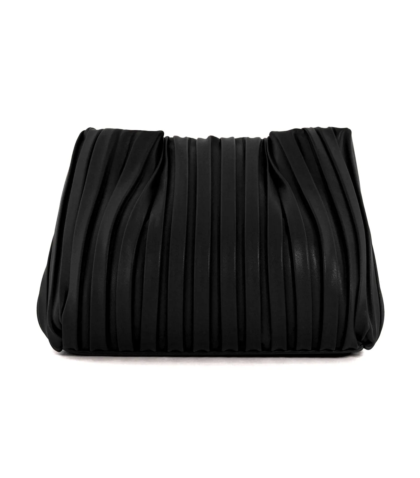 Dominie Medium Pleated Chain-Handle Slouch Bag Black-Plain Synthetic