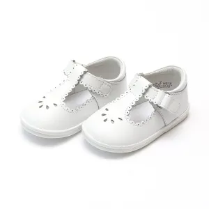 Dottie Scalloped T-Strap Mary Jane Baby - White