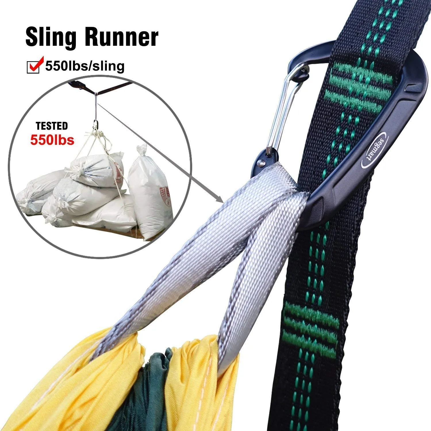 Double Hammock with Two Tree Straps - SEGMART