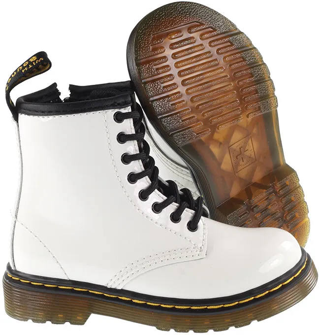 Dr Martens Shoes Infants 1460 White Patent Lamper