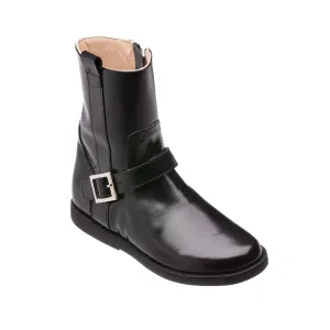 Elephantito Leather Ankle Boot W/ Buckle -- Black