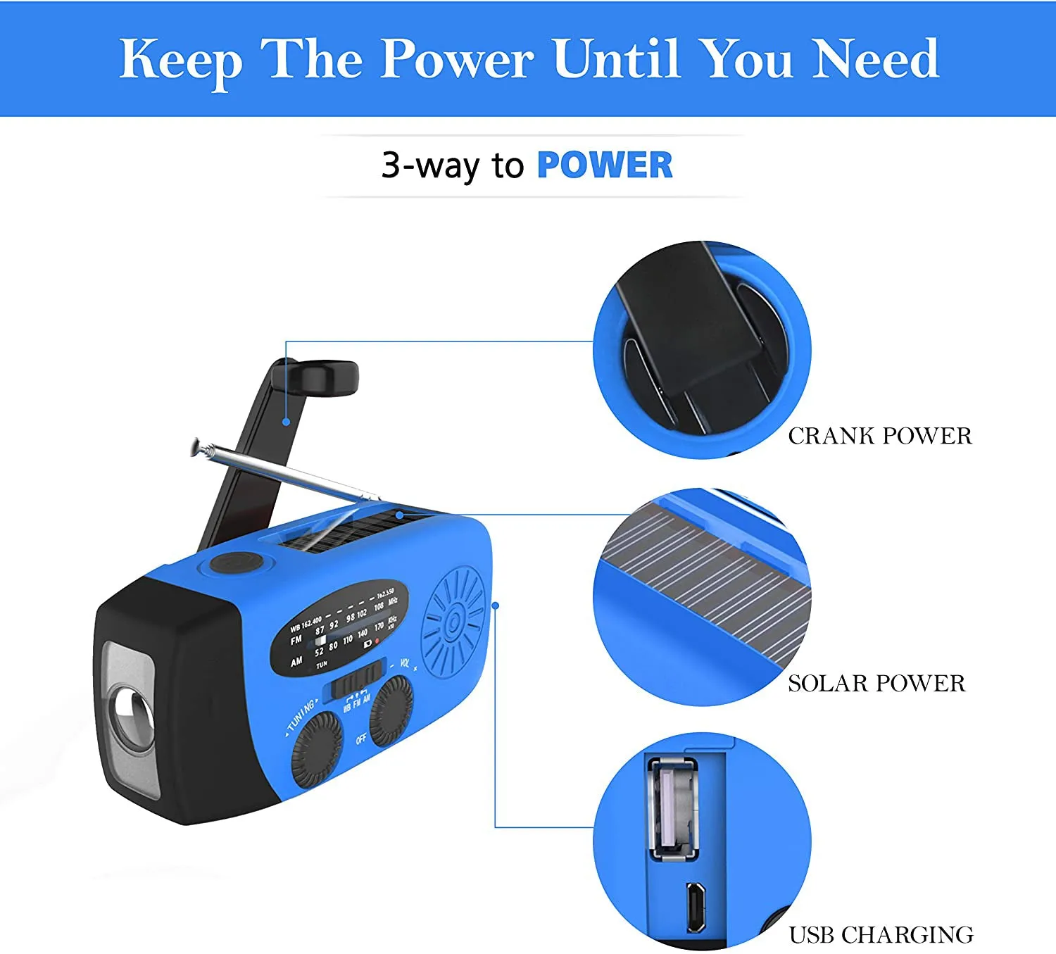 Emergency Hand Crank Self Powered AMFM NOAA Solar Radio