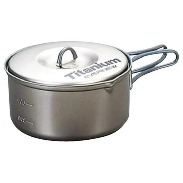 Evernew Ultralight Titanium Ti NS Non-Stick Pot 0.6L w/Lid & Handles ECA421