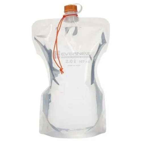 Evernew Water Carry 2000ml Flexible Water Carrier / Bottle w/Attached Cap & Cord