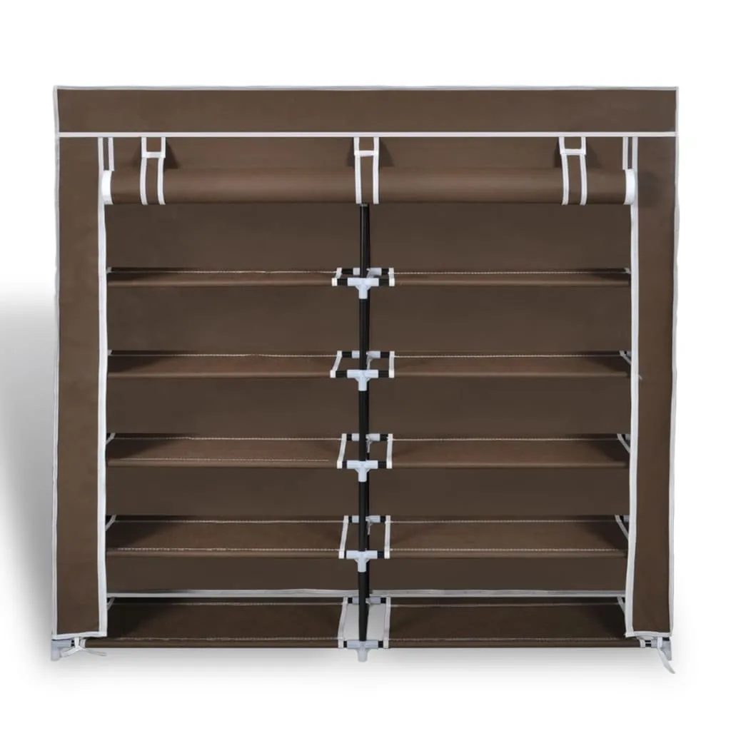 Fabric Shoe Cabinet with Cover 115 x 28 x 110 cm Brown