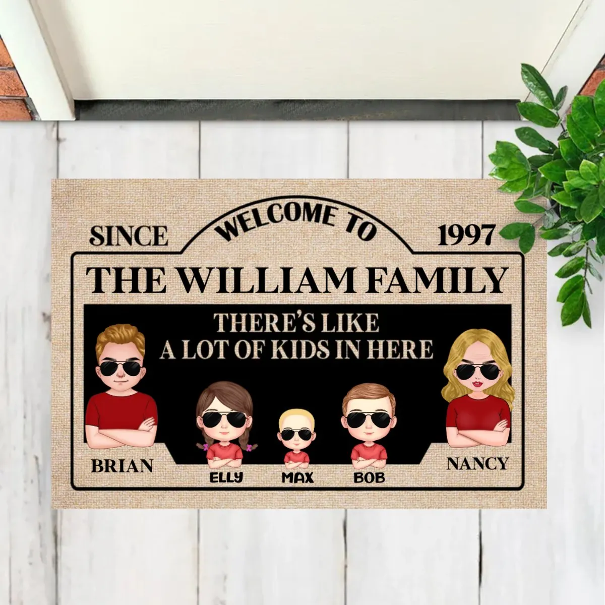 Family - There's Like A Lot Of Kids In Here - Personalized Doormat