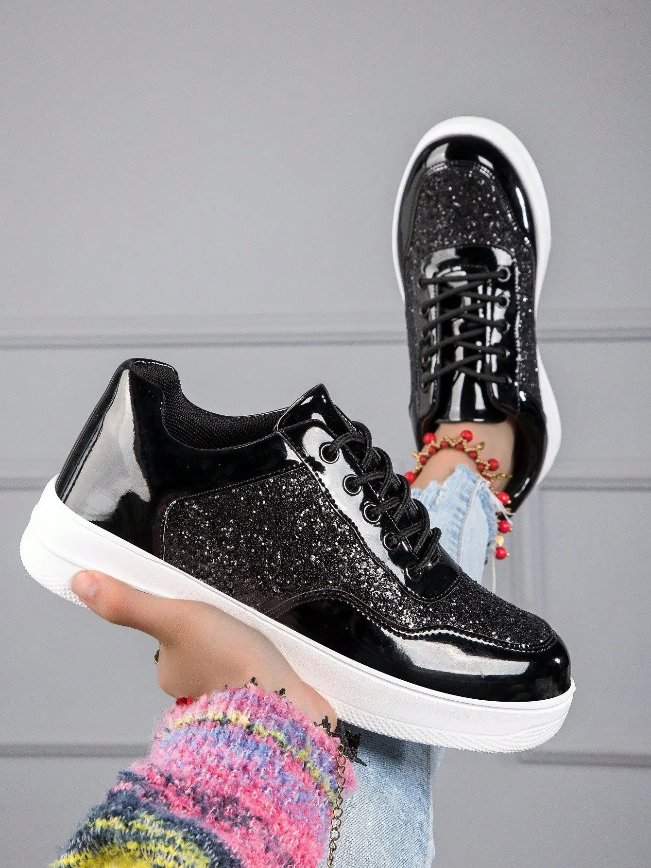 Fashionable All-match Shiny Surface Women's Shoes