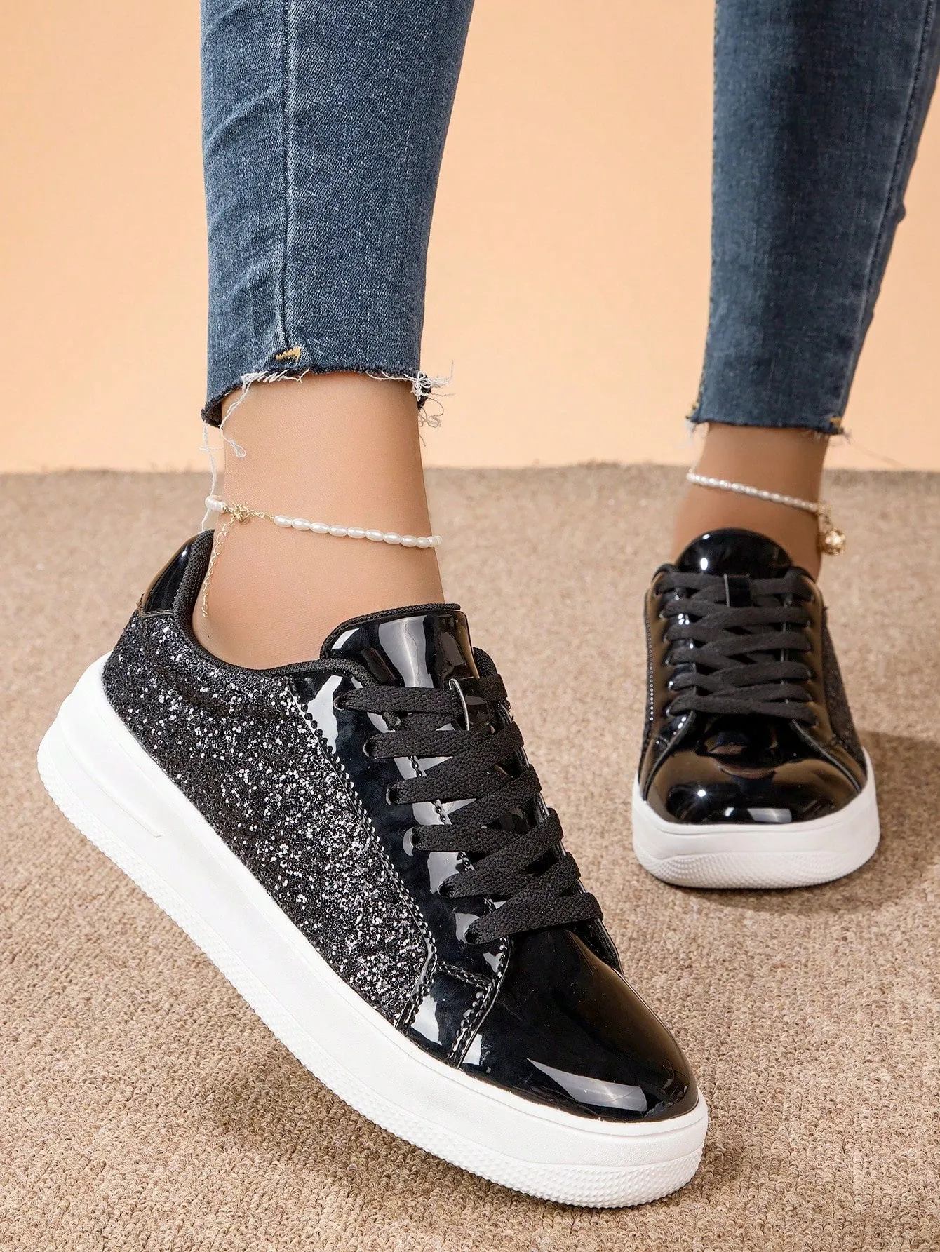 Fashionable All-match Shiny Surface Women's Shoes