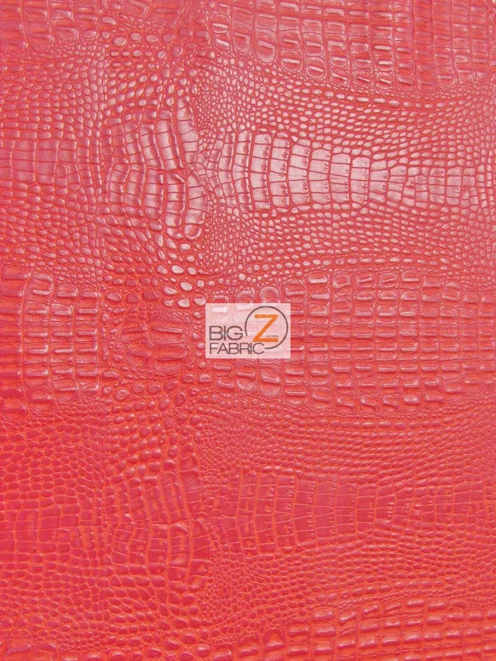 Fire Red Crocodile Marine Vinyl Fabric / Sold By The Yard