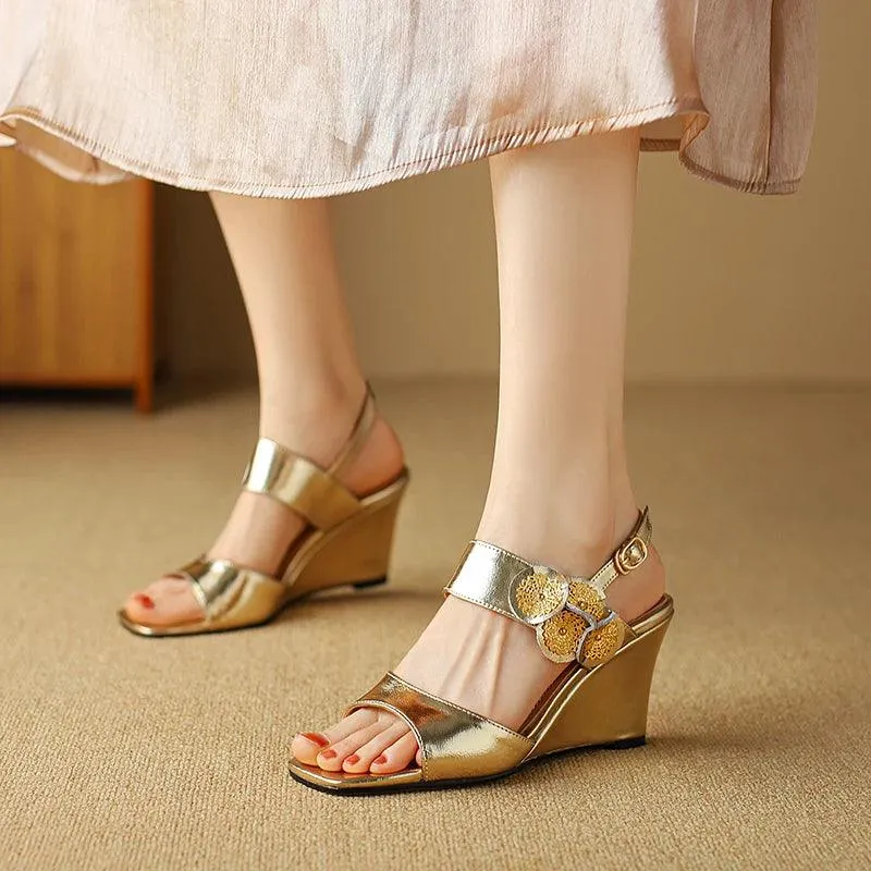 Flowers Leather Sandal - TSS104 Women's Casual Shoes