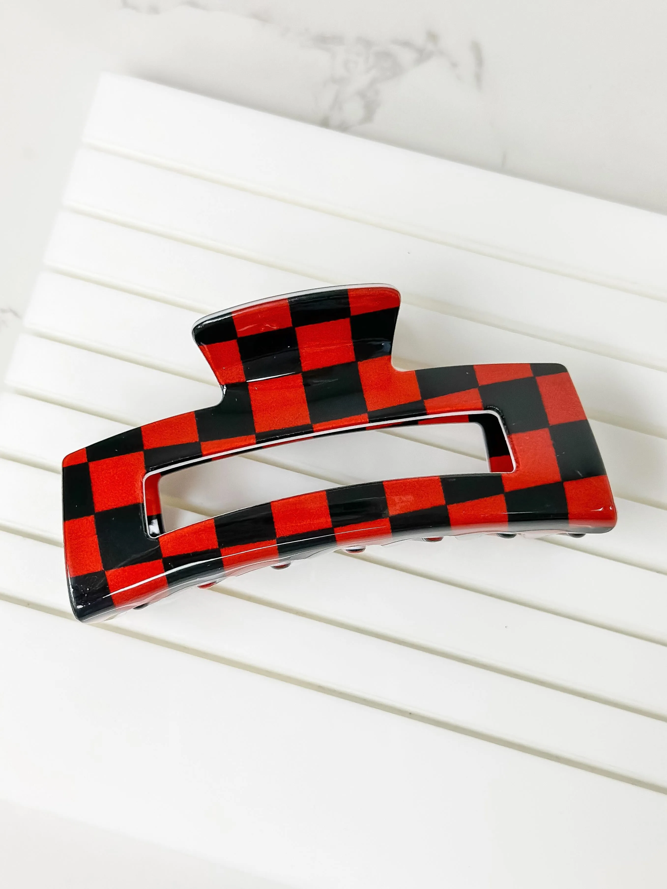 Game Day Checkered Claw Clips