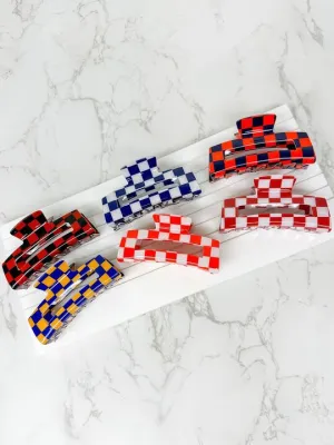 Game Day Checkered Claw Clips