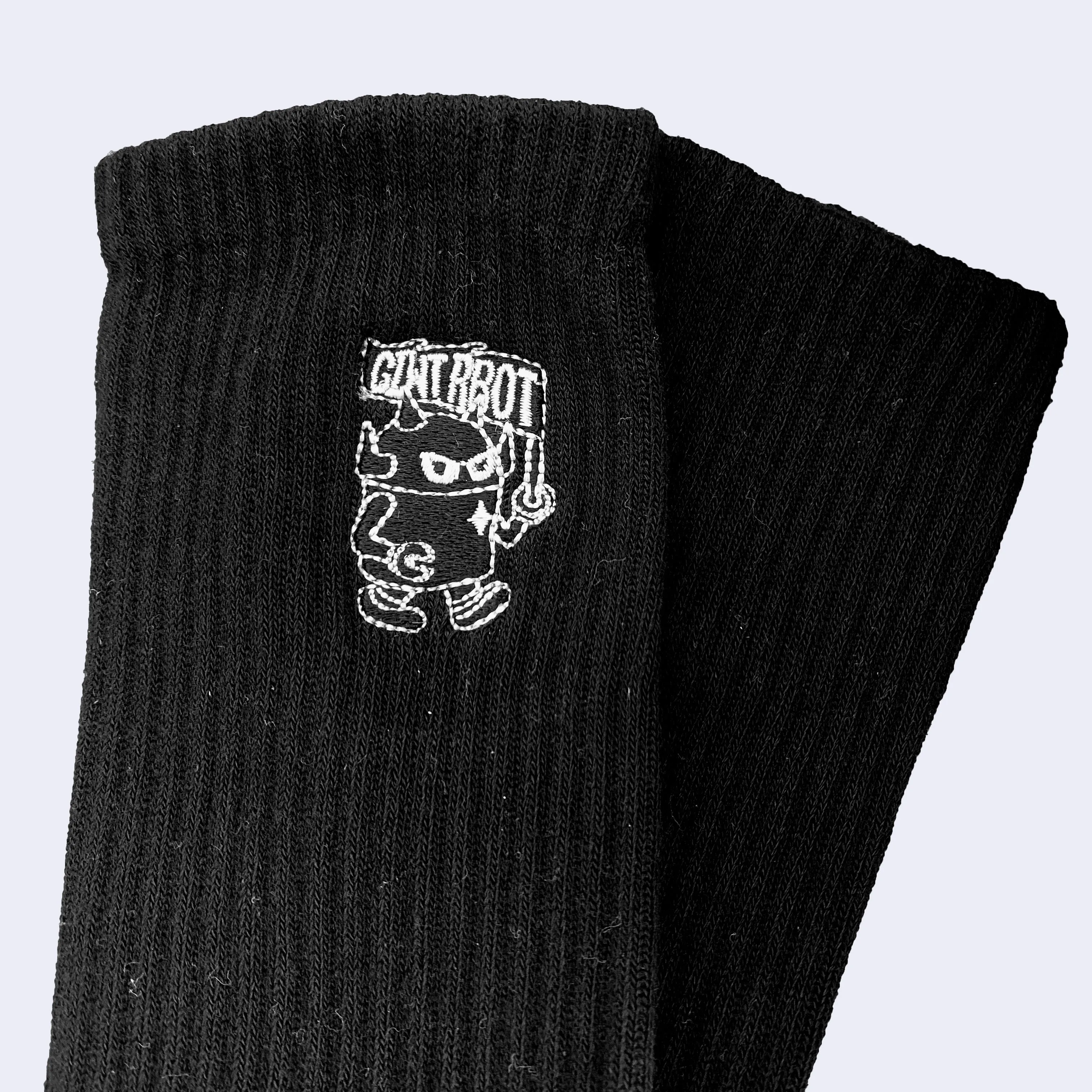 Giant Robot - Big Boss Robot Socks - Black w/ White Embroidery