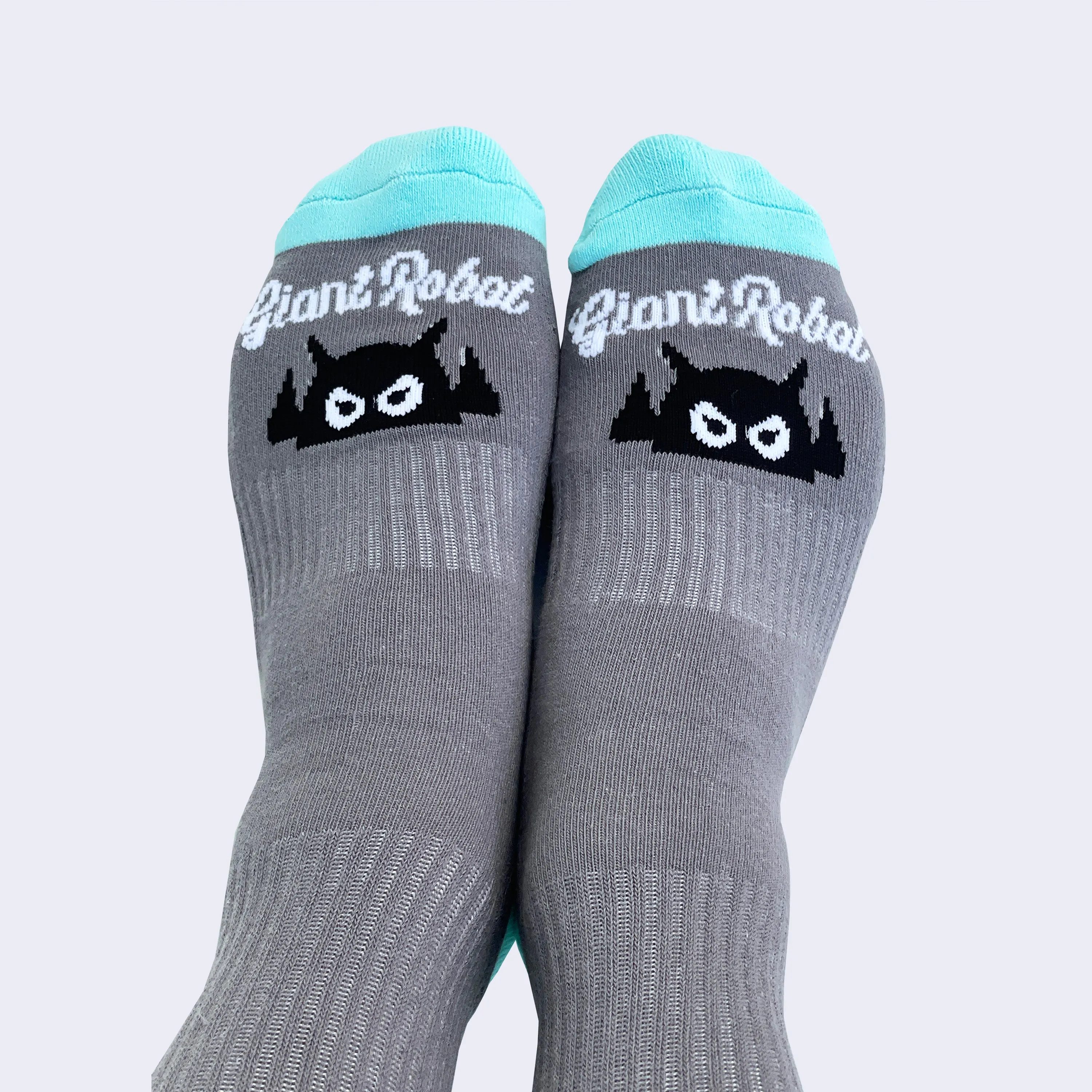 Giant Robot - Big Boss Robot Socks - Gray w/ Turquoise