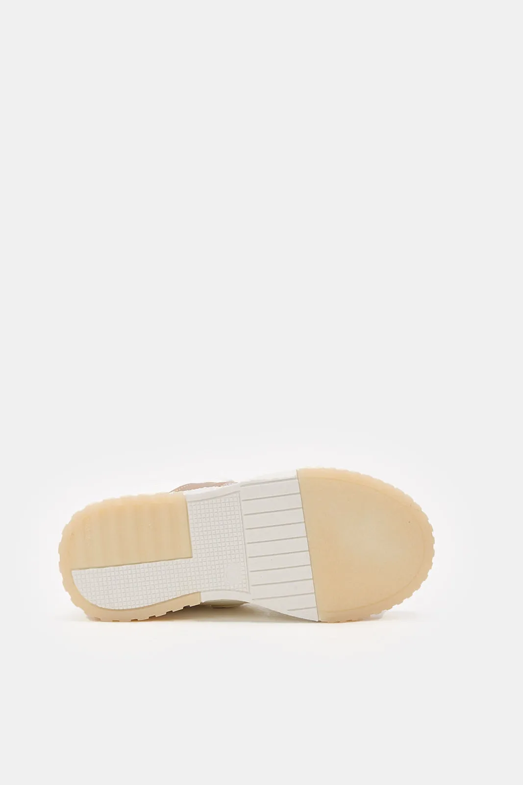 Girls Cream Velcro Trainer