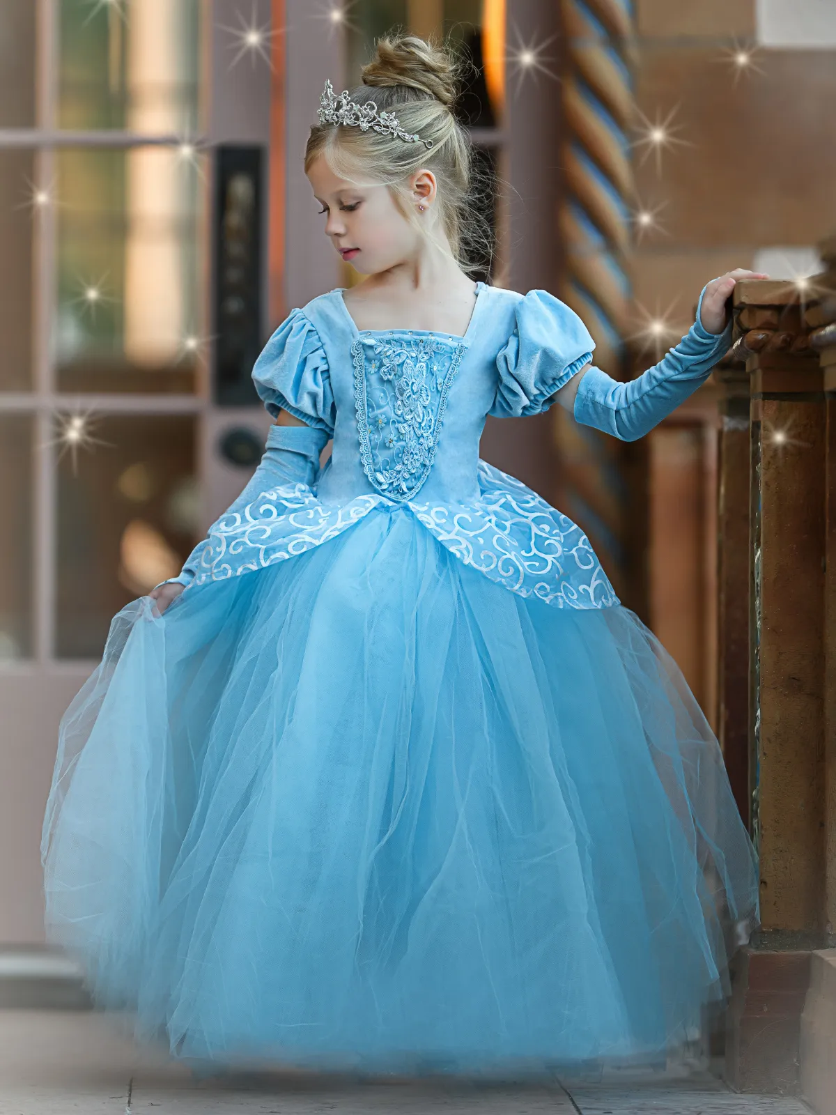 Girls Deluxe Princess Cinderella Inspired Costume Ball Gown