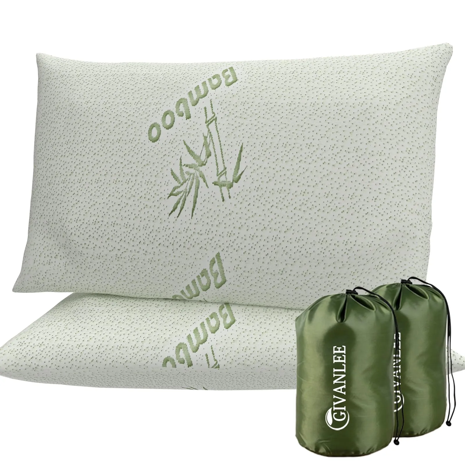 GIVANLEE Camping Pillow for Sleeping,Travel Pillow Compact,Shredded Memory Foam Pillow Packable with Storage Bag,Soft Cover,Portable Small Pillow for Camp Backpacking Hiking Gear&Accessories 2 Pack